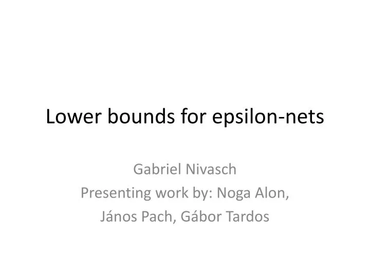 lower bounds for epsilon nets