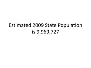 Estimated 2009 State Population is 9,969,727