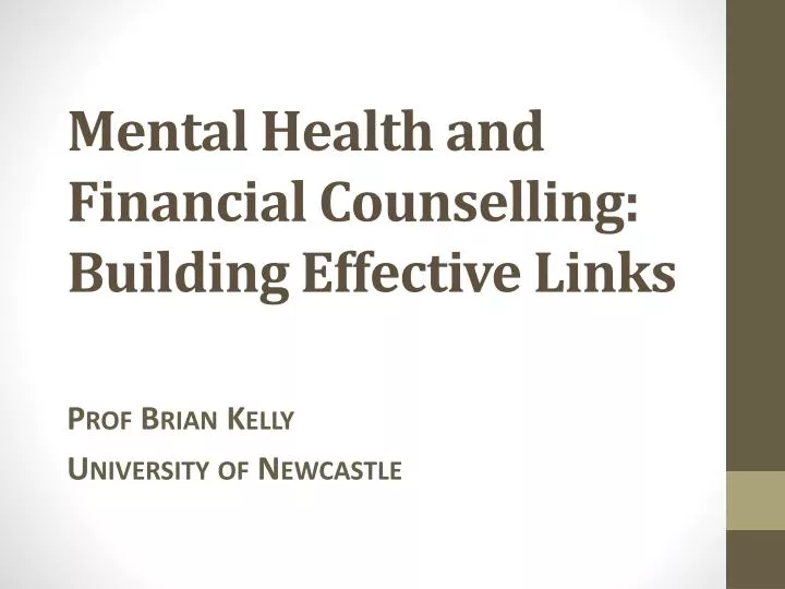 mental health and financial counselling building effective links