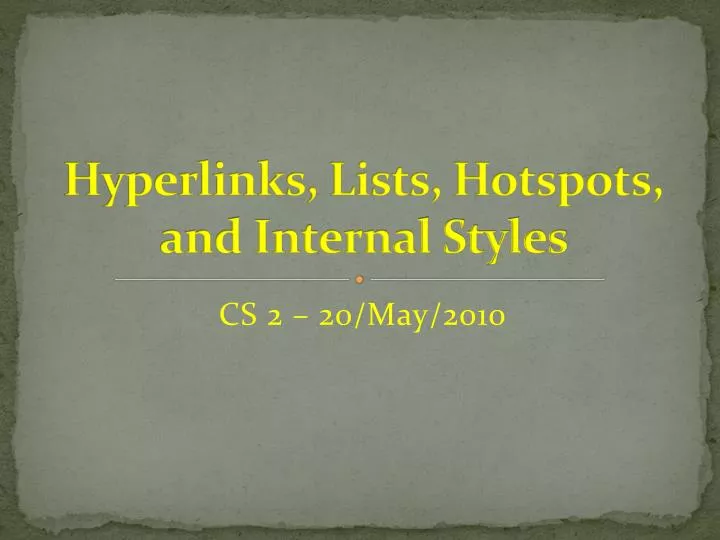 hyperlinks lists hotspots and internal styles