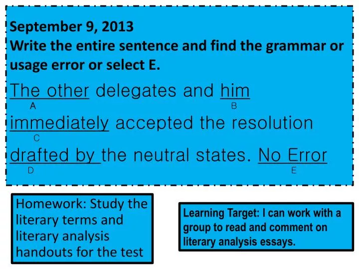 homework study the literary terms and literary analysis handouts for the test