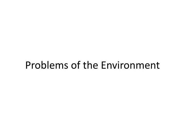 problems of the environment