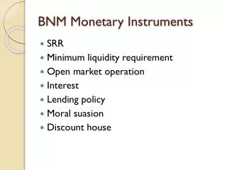 BNM Monetary Instruments