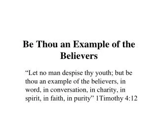 be thou an example of the believers