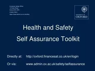 Health and Safety Self Assurance Toolkit