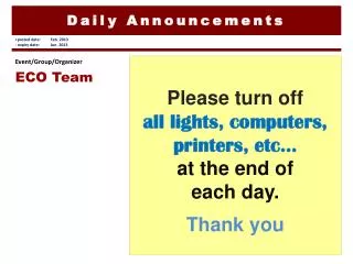 Daily Announcements