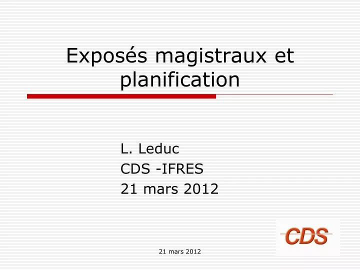 expos s magistraux et planification