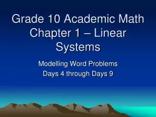 Grade 10 Academic Math Chapter 1 – Linear Systems
