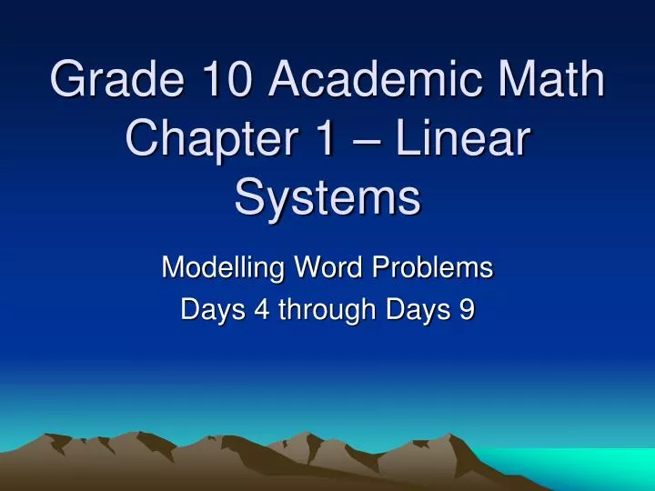 grade 10 academic math chapter 1 linear systems