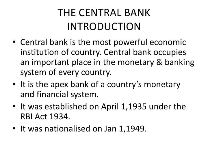the central bank introduction