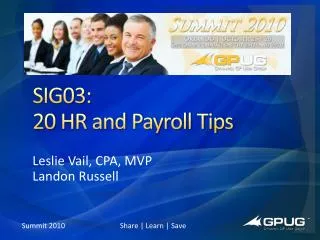 SIG03: 20 HR and Payroll Tips