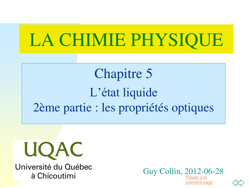 PPT LA CHIMIE PHYSIQUE PowerPoint Presentation, free download ID — free download