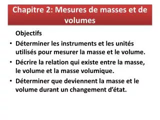 chapitre 2 mesures de masses et de volumes