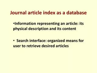 Journal article index as a database