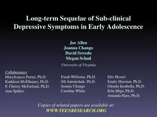 Copies of related papers are available at: WWW.TEENRESEARCH.ORG
