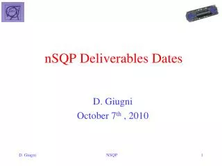 nSQP Deliverables Dates