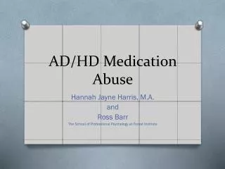 AD/HD Medication Abuse