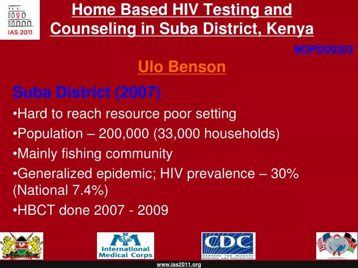 home based hiv testing and counseling in suba district kenya ulo benson