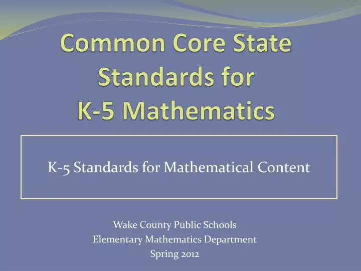 common core state standards for k 5 mathematics