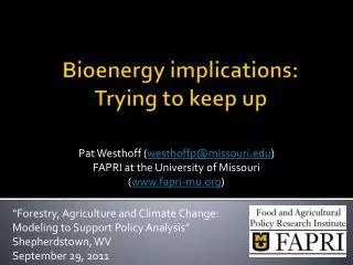Bioenergy implications: Trying to keep up