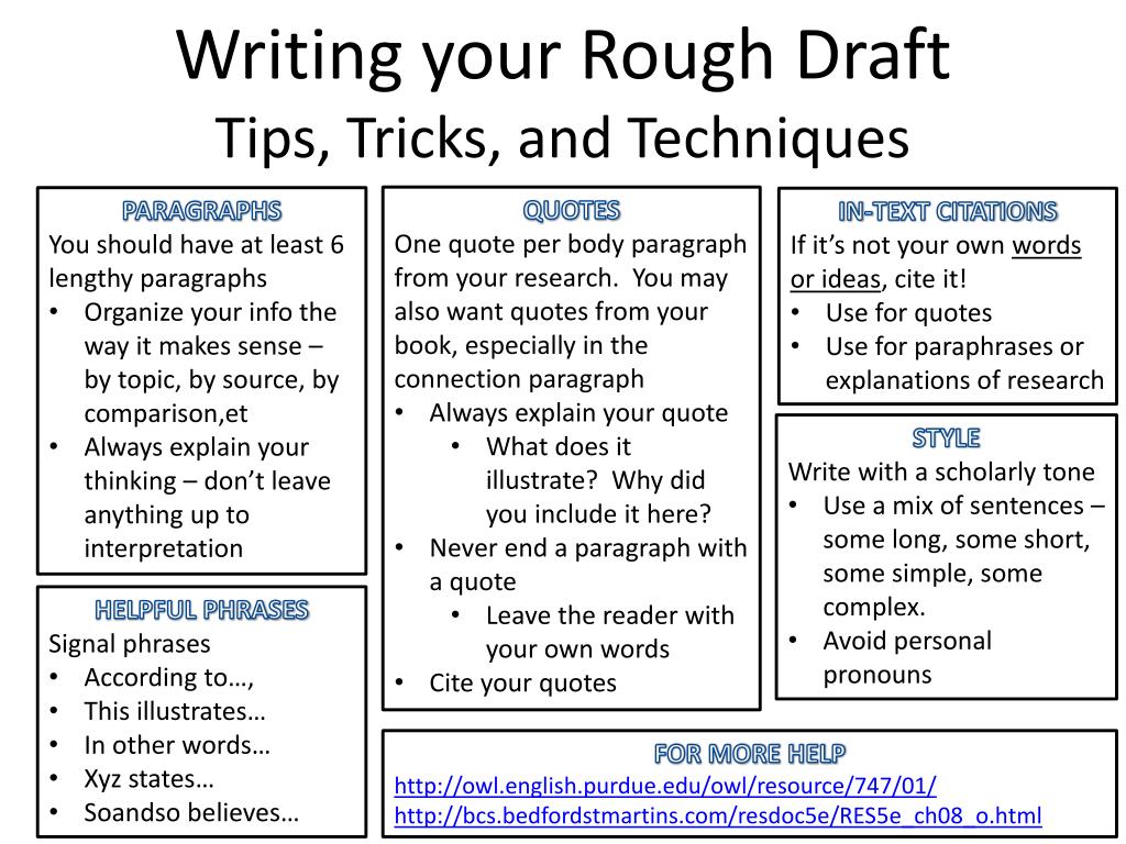 PPT - Writing your Rough Draft Tips, Tricks, and Techniques PowerPoint ...