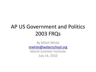 AP US Government and Politics 2003 FRQs