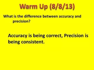 What is the difference between accuracy and 	precision?
