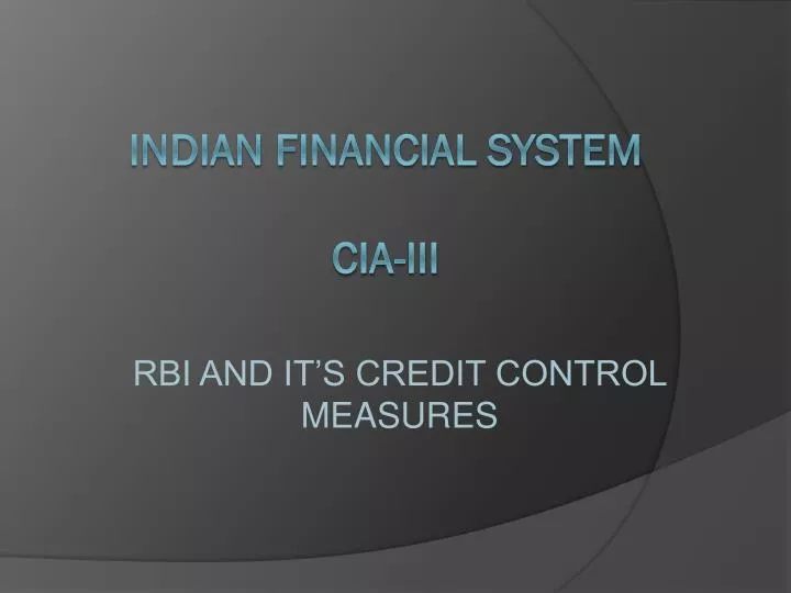 rbi and it s credit control measures