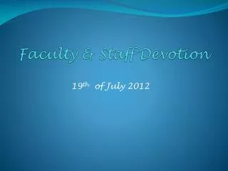 Faculty &amp; Staff Devotion