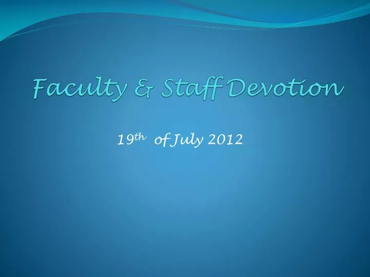 faculty staff devotion