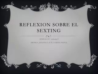 REFLEXION SOBRE EL SEXTING