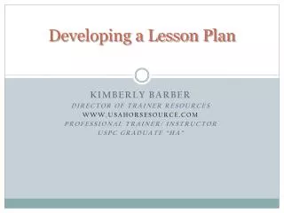 Developing a Lesson Plan