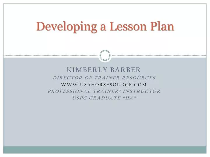 developing a lesson plan