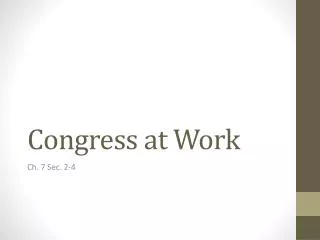 Congress at Work