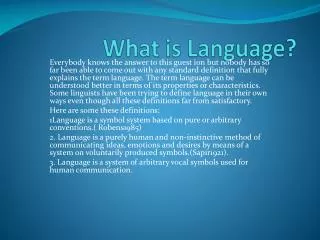 What is Language?