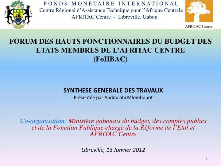 forum des hauts fonctionnaires du budget des etats membres de l afritac centre fohbac