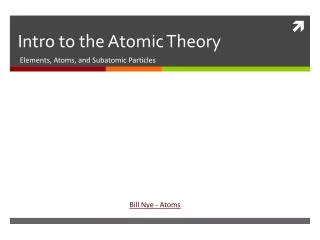 Intro to the Atomic Theory