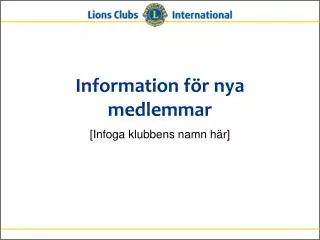 Information för nya medlemmar