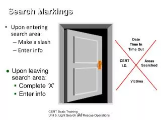 Upon entering search area: Make a slash Enter info