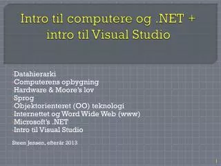 intro til computere og net intro til visual studio