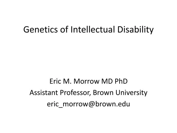 genetics of intellectual disability