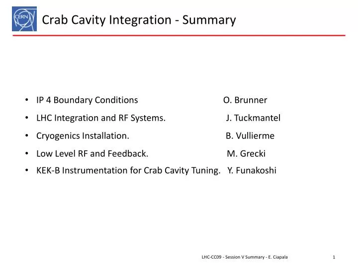 crab c avity integration summary