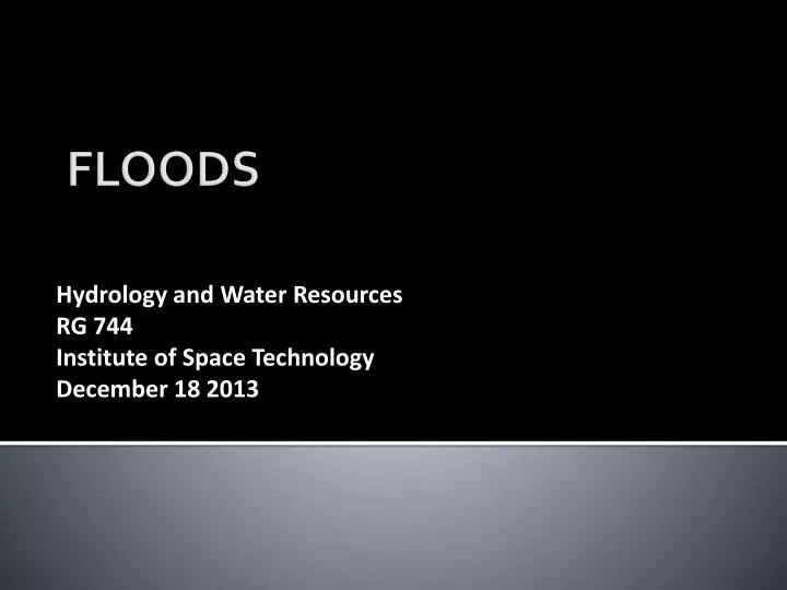 hydrology and water resources rg 744 institute of space technology december 18 2013