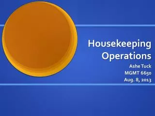 Housekeeping Operations