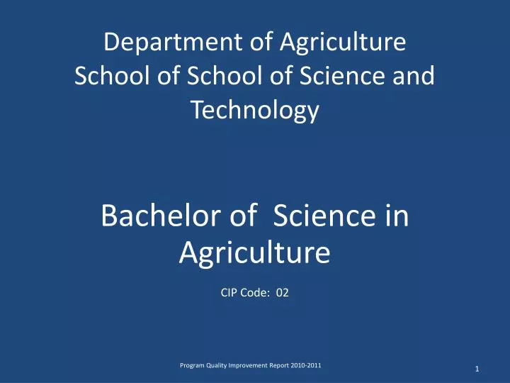 department of agriculture school of school of science and technology