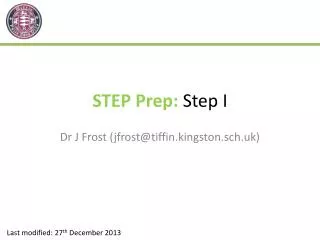 STEP Prep: Step I