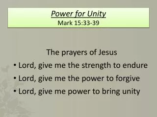 Power for Unity Mark 15:33-39