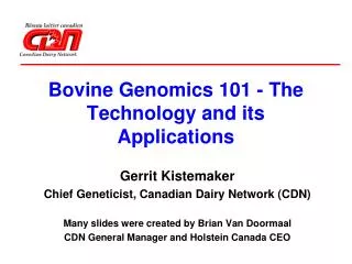 Bovine Genomics 101 - The Technology and its Applications