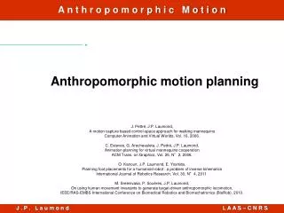Anthropomorphic motion planning
