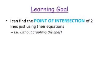 learning goal